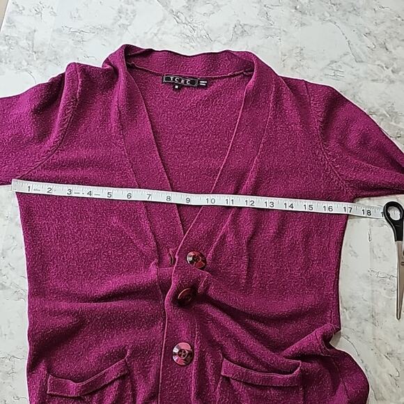 Womens Sz M Purple Angora Blend Lightweight Lagenlook Artsy Cardigan Sweater - Picture 9 of 12